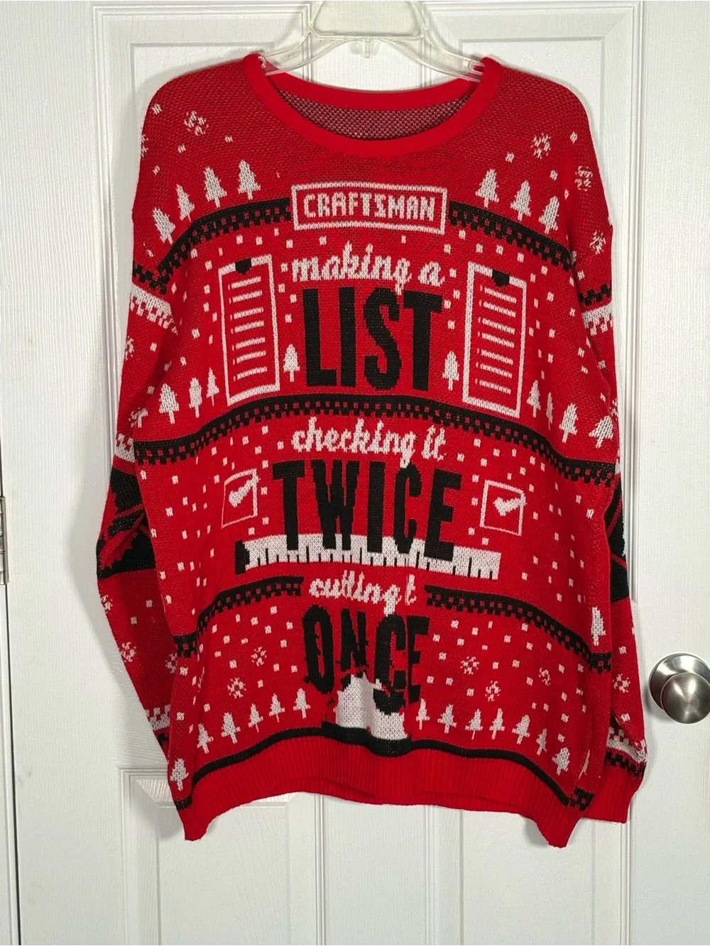 Craftsman Red and Black Graphic Crewneck Sweater Size Large